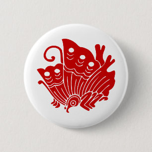 Badge Rond 5 Cm Papillon asiatique japonais Kamon Design