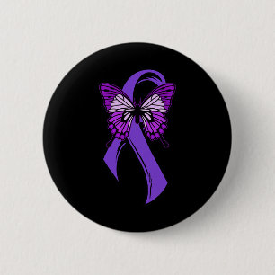 Badge Rond 5 Cm Papillon au ruban pourpre - Sensibilisation à la f
