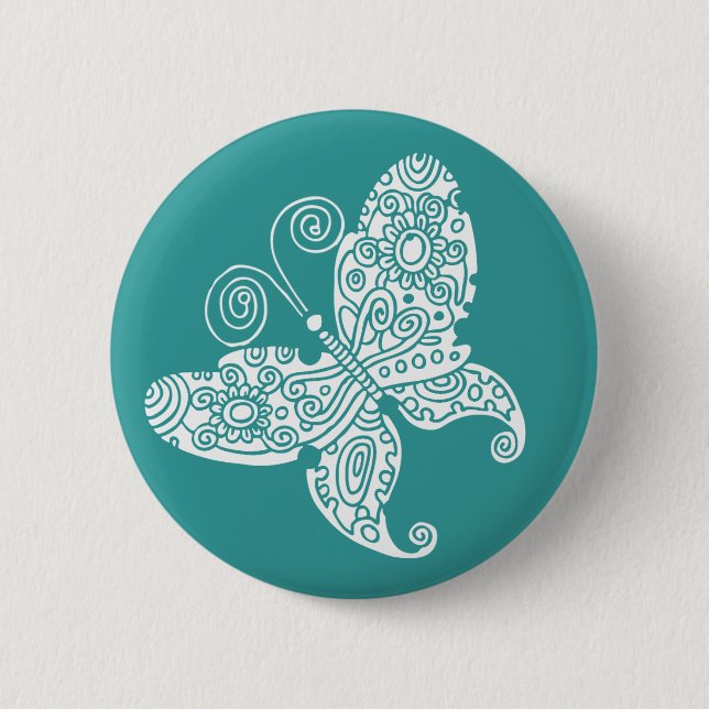 Badge Rond 5 Cm Papillon blanc Lacy (Devant)