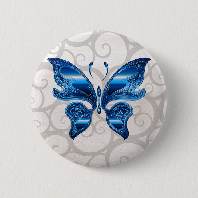 Badge Rond 5 Cm Papillon bleu (Devant)