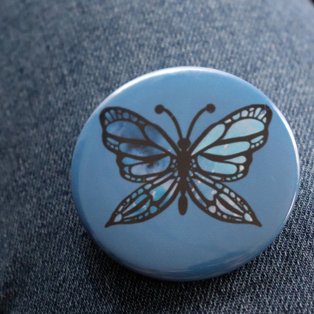 Badge Rond 5 Cm Papillon bleu (Créateur téléchargé)