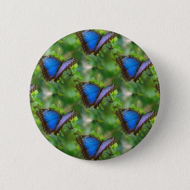 Badge Rond 5 Cm Papillon bleu (Devant)