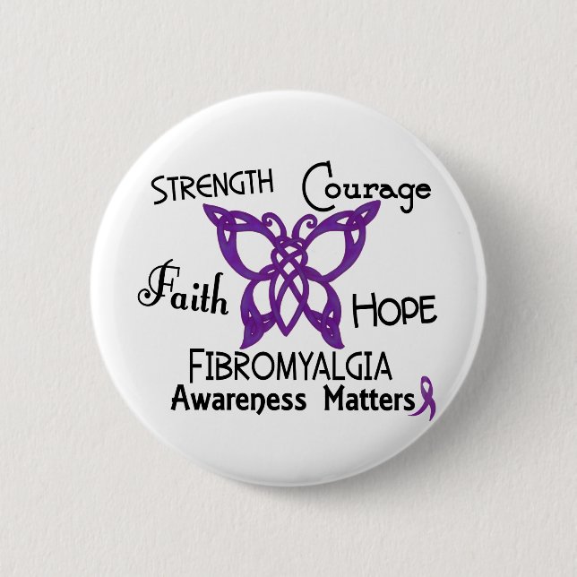 Badge Rond 5 Cm Papillon celtique 3 de fibromyalgie (Devant)