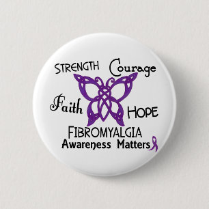 Badge Rond 5 Cm Papillon celtique 3 de fibromyalgie