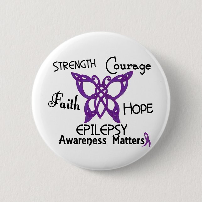 Badge Rond 5 Cm Papillon celtique 3 d'épilepsie (Devant)