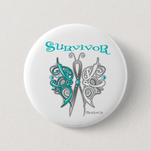 Badge Rond 5 Cm Papillon celtique de survivant - cancer du col de