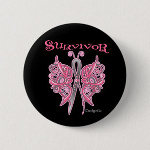 Badge Rond 5 Cm Papillon celtique survivant - Cancer du sein