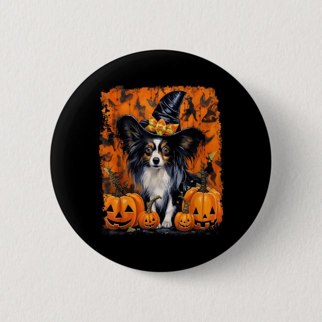 Badge Rond 5 Cm Papillon Chien Halloween (Devant)