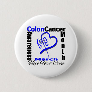 Badge Rond 5 Cm Papillon Coeur Colon Mois de sensibilisation au ca