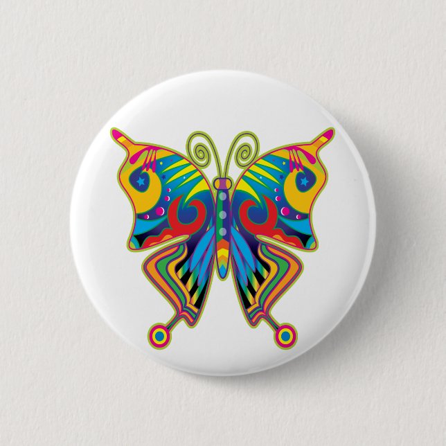 Badge Rond 5 Cm Papillon coloré (Devant)