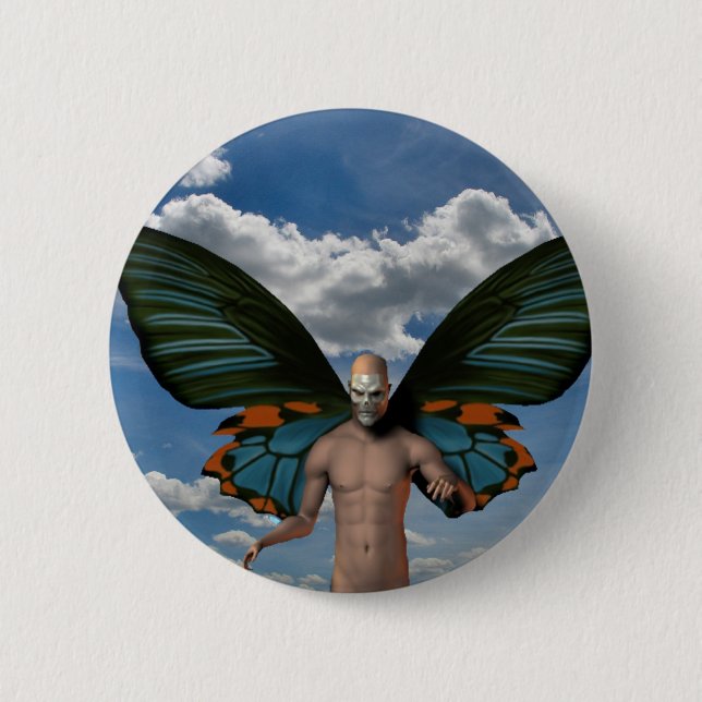 Badge Rond 5 Cm Papillon crânien (Devant)