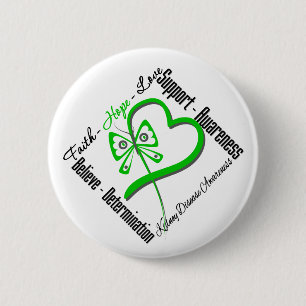 Badge Rond 5 Cm Papillon d'amour d'espoir de foi - maladie rénale