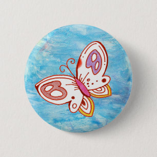 Badge Rond 5 Cm Papillon dans le bouton de ciel