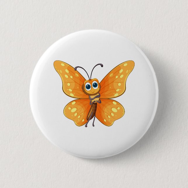 Badge Rond 5 Cm Papillon de caricature joyeux (Devant)