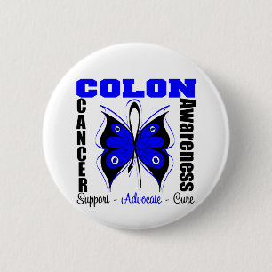 Badge Rond 5 Cm Papillon de conscience de cancer du colon
