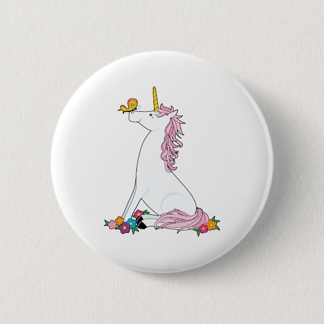 Badge Rond 5 Cm Papillon de licorne (Devant)