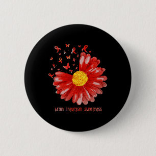 Badge Rond 5 Cm Papillon de marguerite Bourgogne Ribbon Cerveau An