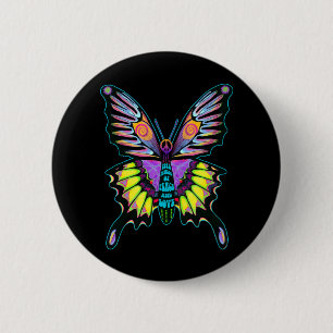 Badge Rond 5 Cm Papillon de paix psychédélique