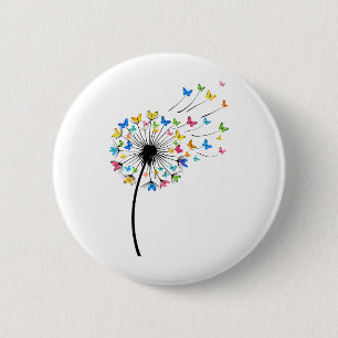 Badge Rond 5 Cm Papillon de pissenlit en vol