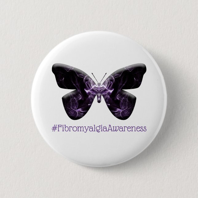 Badge Rond 5 Cm Papillon de sensibilisation à la fibromyalgie (164 (Devant)