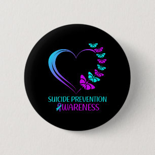 Badge Rond 5 Cm Papillon de sensibilisation à la prévention du sui