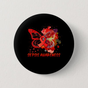 Badge Rond 5 Cm Papillon de sensibilisation à la septicémie