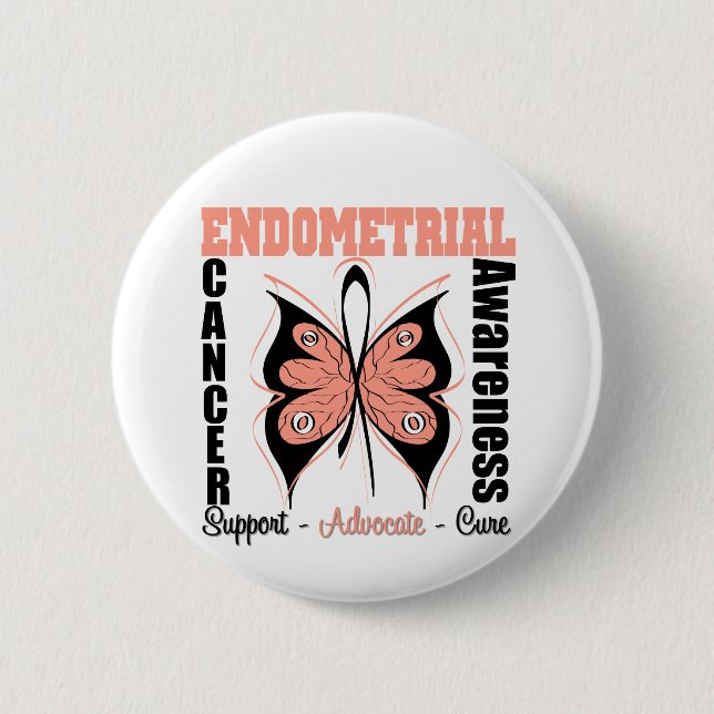 Badge Rond 5 Cm Papillon de sensibilisation à l'endomètre (Devant)