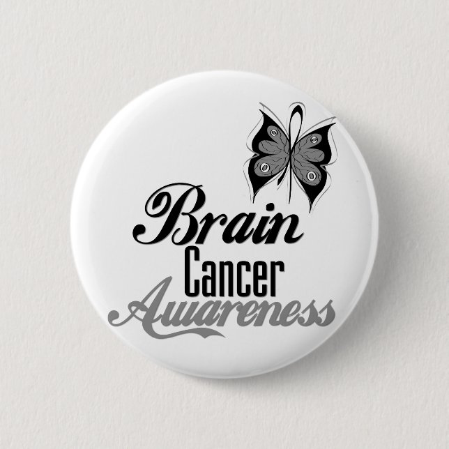 Badge Rond 5 Cm Papillon de sensibilisation au cancer du cerveau (Devant)