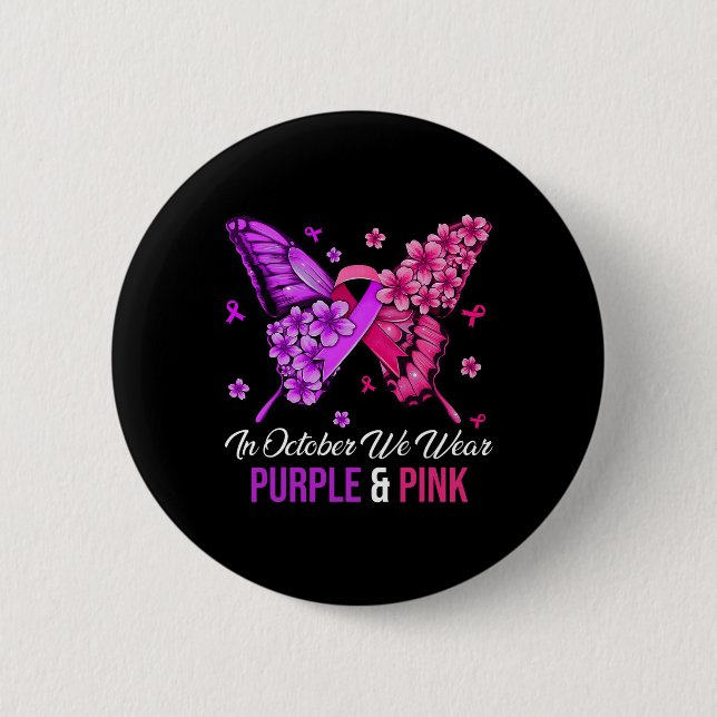 Badge Rond 5 Cm Papillon de sensibilisation au cancer et à la viol (Devant)