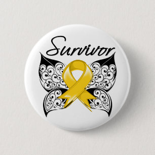 Badge Rond 5 Cm Papillon de survivant de Cancer d'enfance