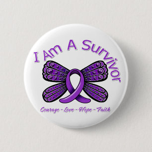 Badge Rond 5 Cm Papillon de violence familiale je suis un