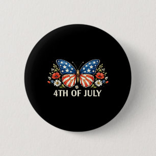 Badge Rond 5 Cm Papillon du 4 juillet Drapeau patriotique USA Vint