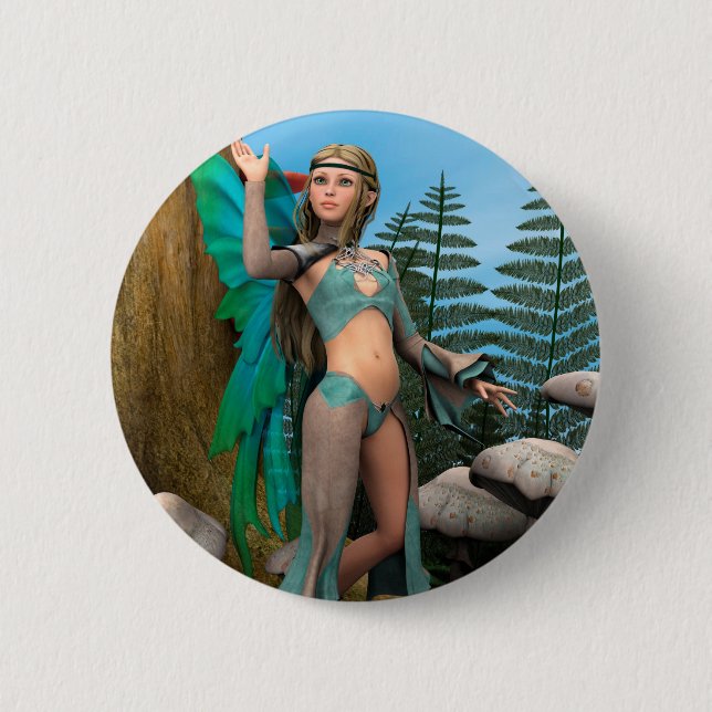 Badge Rond 5 Cm Papillon Fée (Devant)