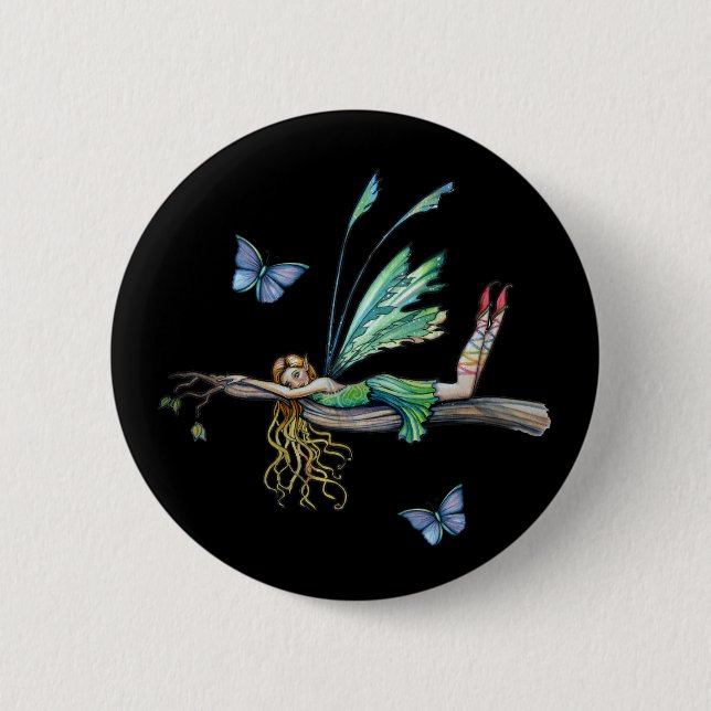 Badge Rond 5 Cm Papillon Fée Bouton, Épinglé par Molly Harrison (Devant)