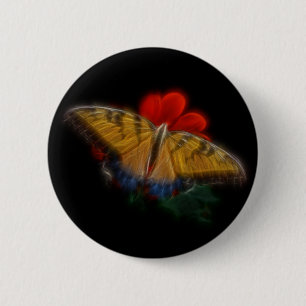 Badge Rond 5 Cm Papillon fractée Tigre Swallowtail
