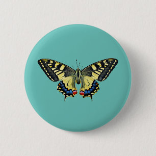 Badge Rond 5 Cm Papillon jaune et noir
