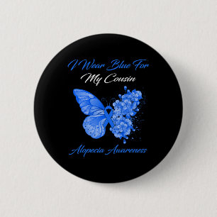 Badge Rond 5 Cm Papillon Je Porte Bleu Pour Mon Cousin Alopecia Aw
