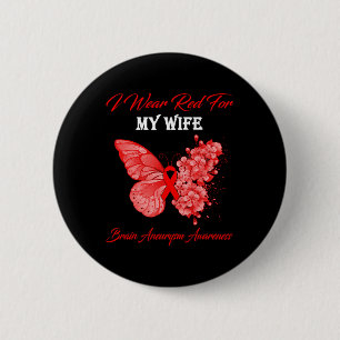 Badge Rond 5 Cm Papillon Je Porte Le Rouge Pour Ma Femme Cerveau A