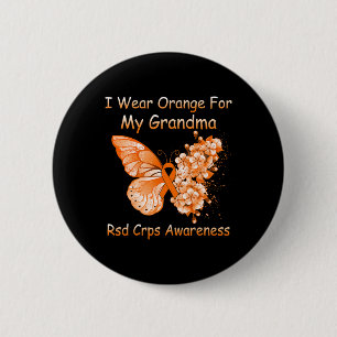 Badge Rond 5 Cm Papillon Je Porte Orange Pour Mon Grand-Mère Crps
