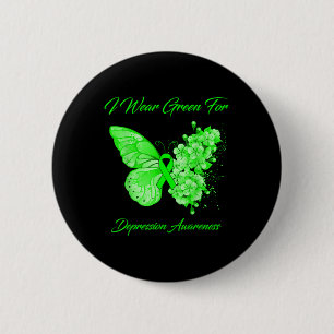 Badge Rond 5 Cm Papillon Je Porte Vert Pour La Sensibilisation À L