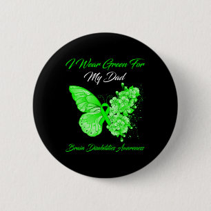 Badge Rond 5 Cm Papillon Je Porte Vert Pour Mon Papa Cerveau Désab