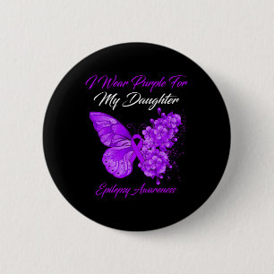 Badge Rond 5 Cm Papillon Je Porte Violet Pour Ma Fille Épilepsie A