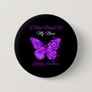 Badge Rond 5 Cm Papillon Je Porte Violet Pour Ma Nièce Epilepsie A
