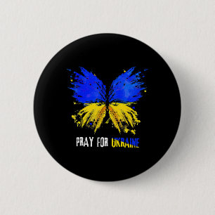 Badge Rond 5 Cm Papillon Je suis avec l'Ukraine Prie pour le drape