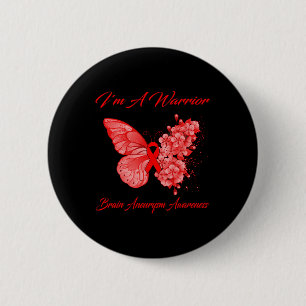 Badge Rond 5 Cm Papillon Je suis un guerrier Cerveau Aneurie Sensi