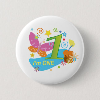 Badge Rond 5 Cm Papillon : Mon premier anniversaire