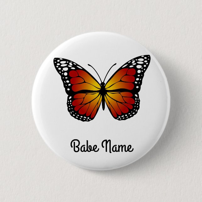 Badge Rond 5 Cm Papillon Monarque (Devant)