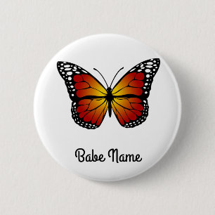 Badge Rond 5 Cm Papillon Monarque
