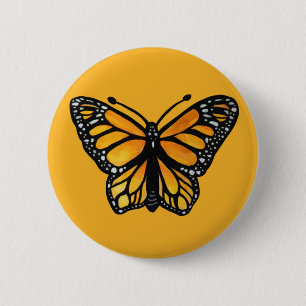 Badge Rond 5 Cm Papillon Monarque Aquarelle Peinture Papillons