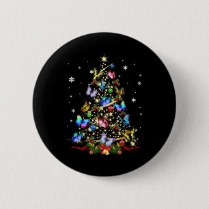 Badge Rond 5 Cm Papillon Noël Arbre Lumières Femmes Filles Noël B